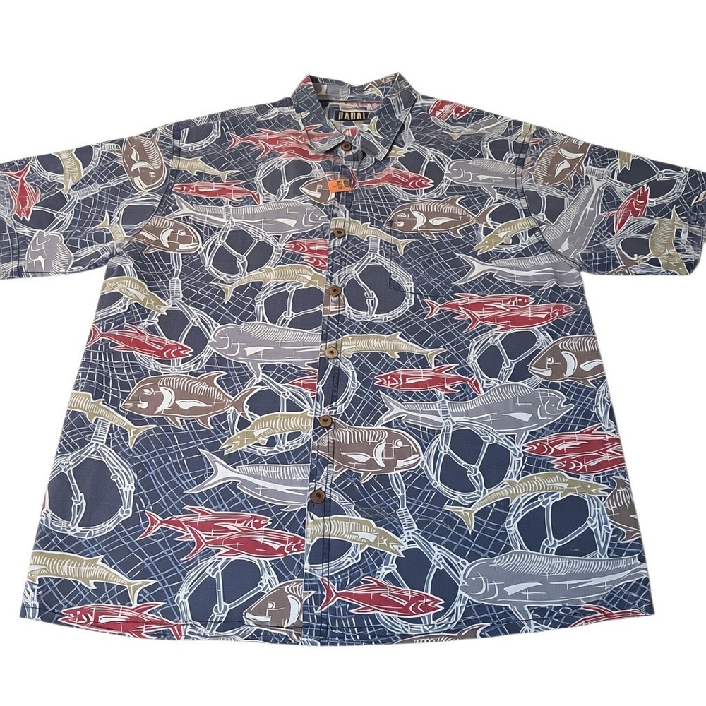 Kahala Button Down Shirt Men 2XL Multicolor Lot of 3 Aloha Tropical Fish Tiki - Picture 5 of 12